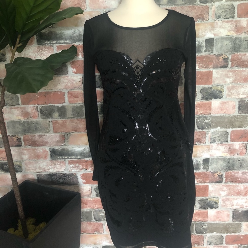 Express black sequin dress